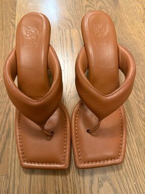 Gia Borghini Cognac Padded Thong Sandals